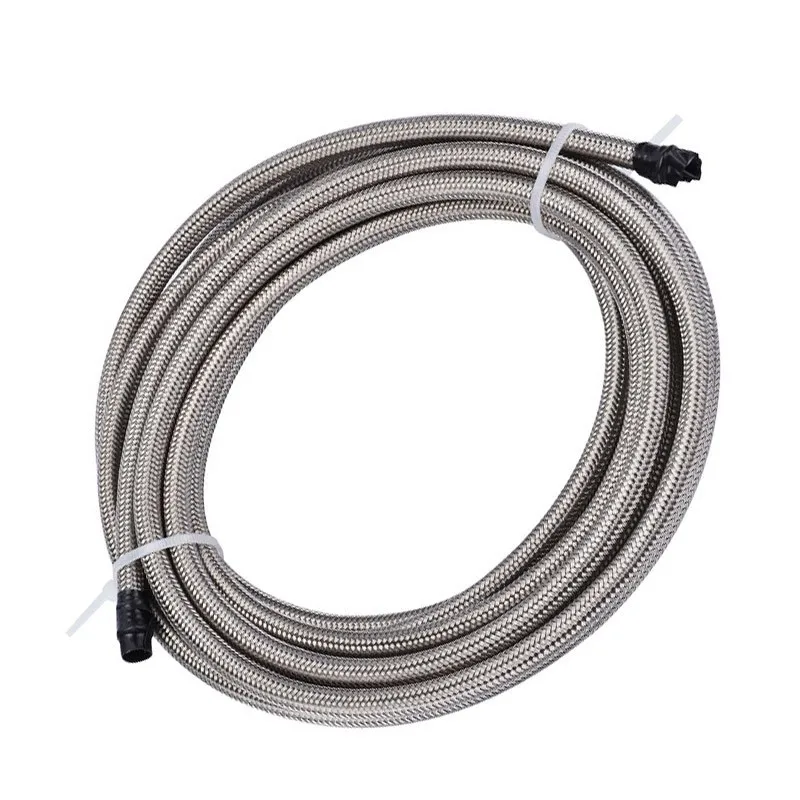 

evil energy 5M AN3-AN10 Fuel Line Stainless Steel Braided PTFE Brake Hose Line Racing Oil Cooler Silver Hose Engine Parts