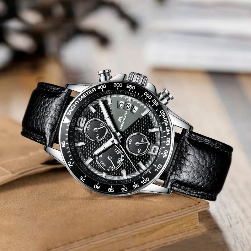 Мужские повседневные наручные часы MEGALITH водонепроницаемые кварцевые с