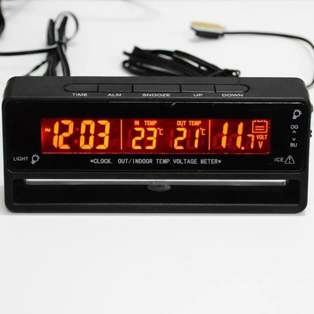 3 в 1 цифровой ЖК дисплей авто часы термометр Вольтметр с подсветкой