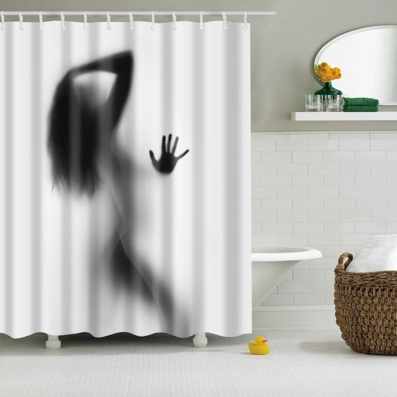 

Водонепроницаемая Женская занавеска для душа с крючками, портретная занавеска для ванной комнаты с изображением сексуальной девушки, s-зан...