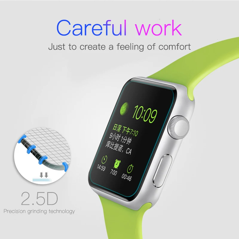 Стеклянная пленка для Apple Watch 42 мм iWatch закаленное стекло полное покрытие Защита