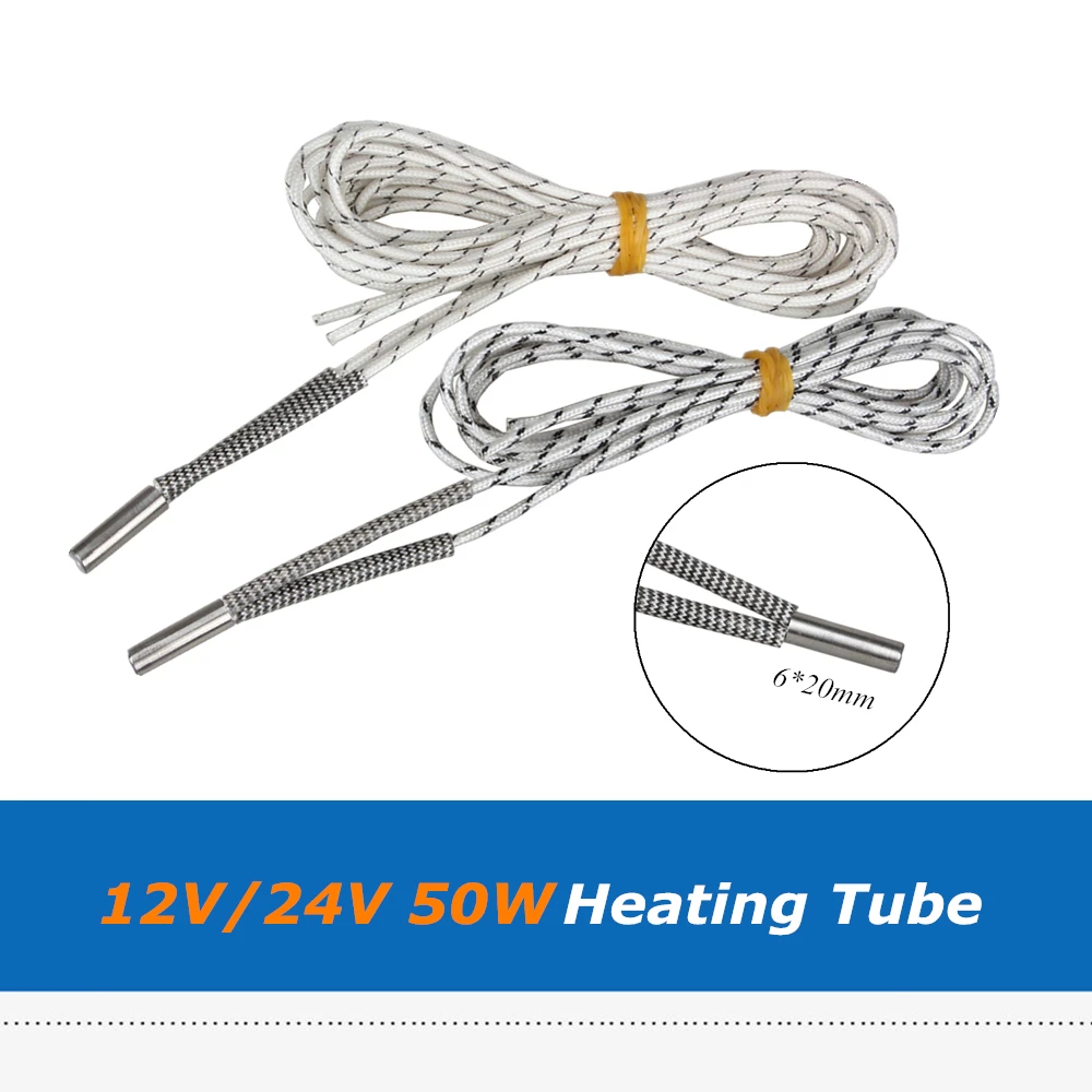 1 шт. нагревательная трубка Lerdge Mendel Reprap 1 м/2 м 12 В/24 В 50 Вт Керамический нагреватель картриджа для HotEnd J-Head 6*20 мм Запчасти для 3D-принтера