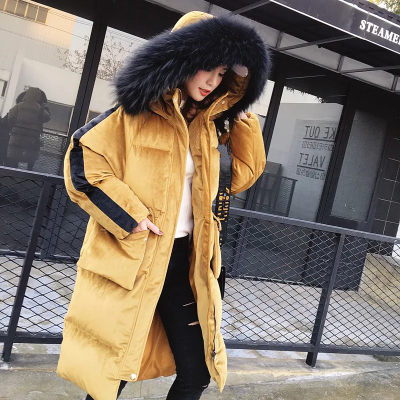 2018 Winter Women Hooded Plus Size Velvet Thicken Warm Fur Collar Cotton Padded Jacket Coat Female Parkas Mujer Invierno LS46