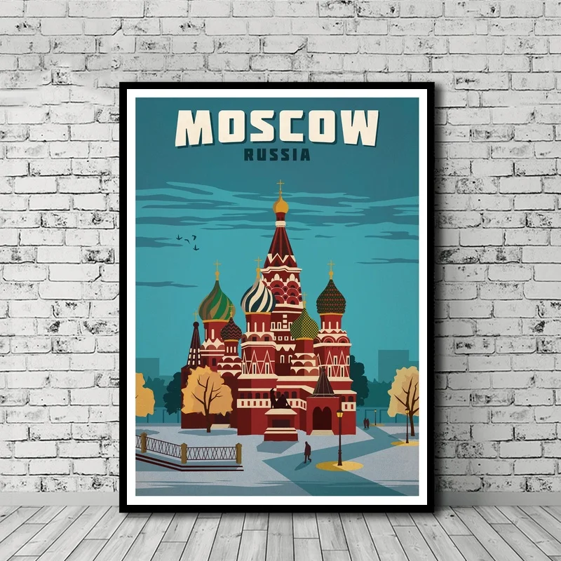 Винтажный постер для путешествий Московский печать на холсте настенный Декор