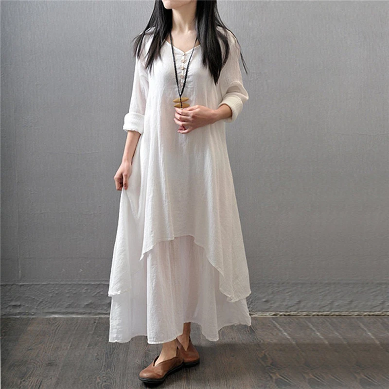 

Женское платье с длинным рукавом Boho, длинное повседневное пляжное платье для вечеринок