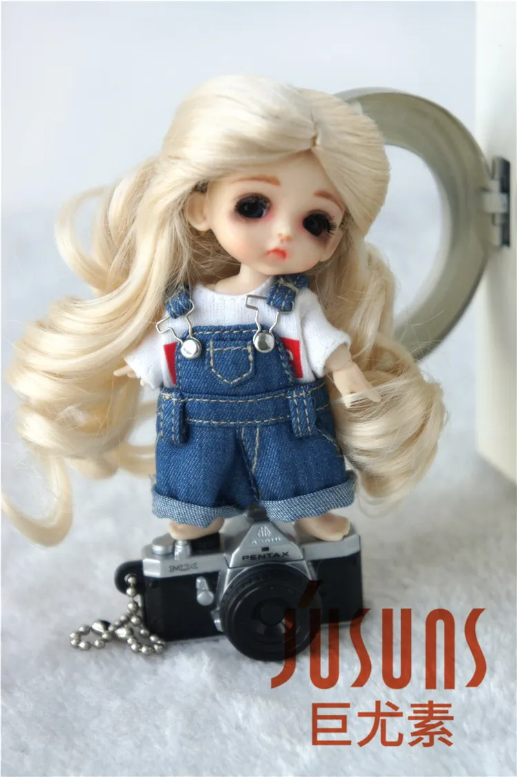 JD028 1/12 симпатичный длинный парик BJD 3 4 дюйма миниатюрная кукла синтетические