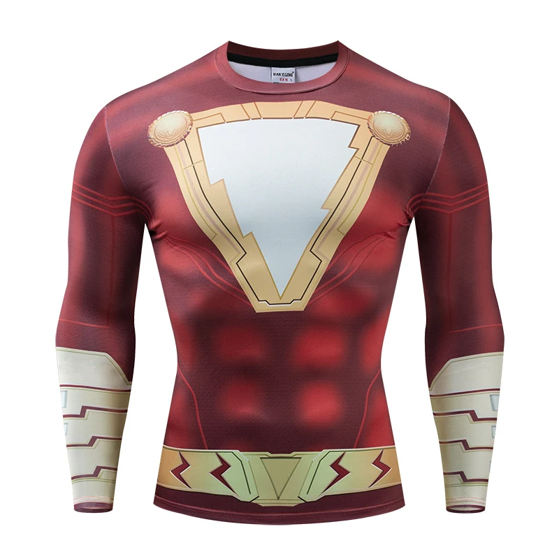 Shazam/мужские футболки с 3D принтом компрессионные рубашки длинным рукавом новинка