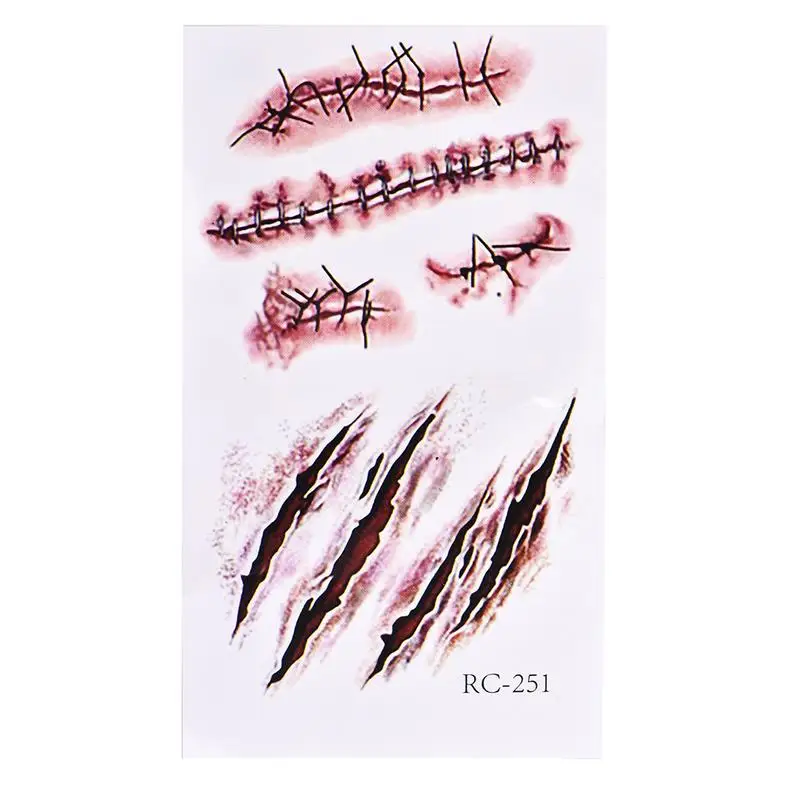 5 шт. татуировки шрамов водонепроницаемый фальшивые шрамы кровавый костюм для