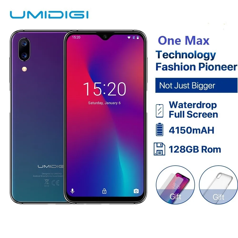 UMIDIGI One Max глобальная версия 4 Гб 128 ГБ 6 3 дюйма полноэкранный 4150 мАч двойная камера