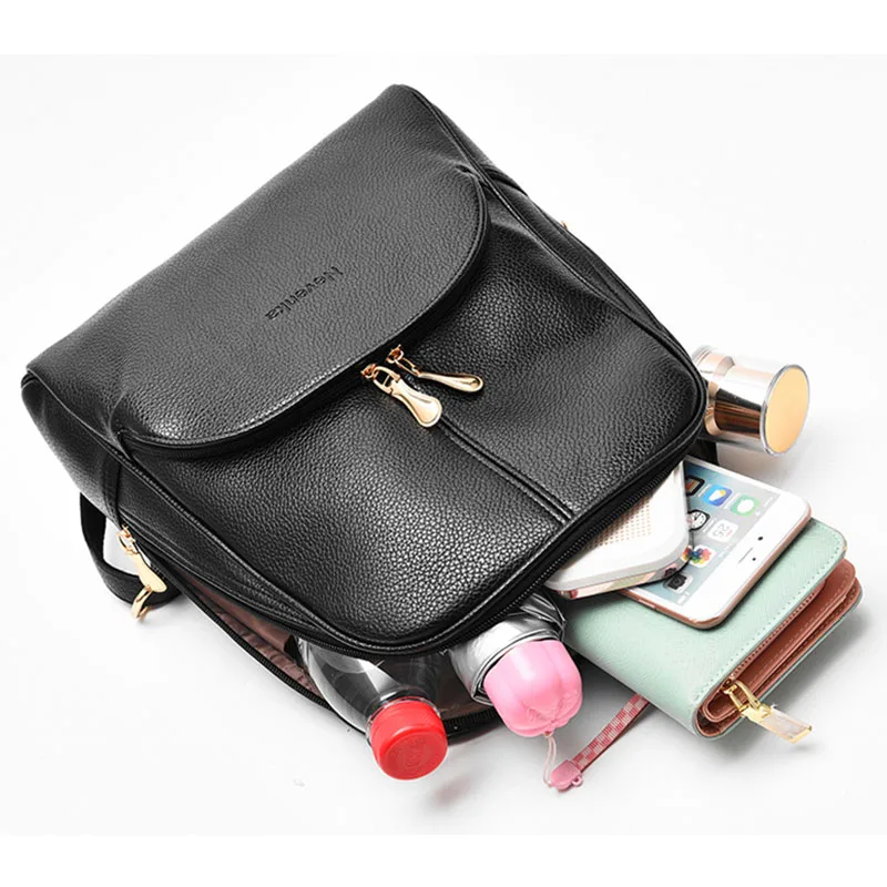 

Women Backpack Leather Bag Feminine Sac A Dos School Bags For Teenager Girls Female Travel Red White Large Capacity High 35