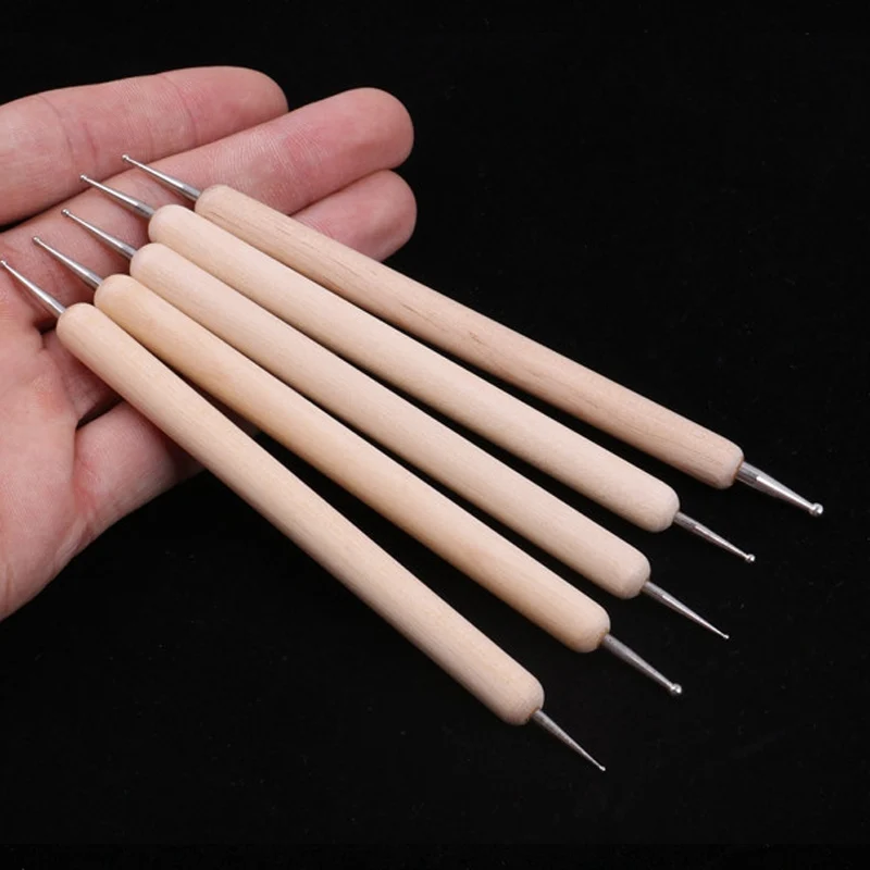 

Stainless Steel Ball Double Headed Modelling Ball Tools Polymer Clay Nail Drill Pens Manicure Tool Pottery Clay Dotting Tools