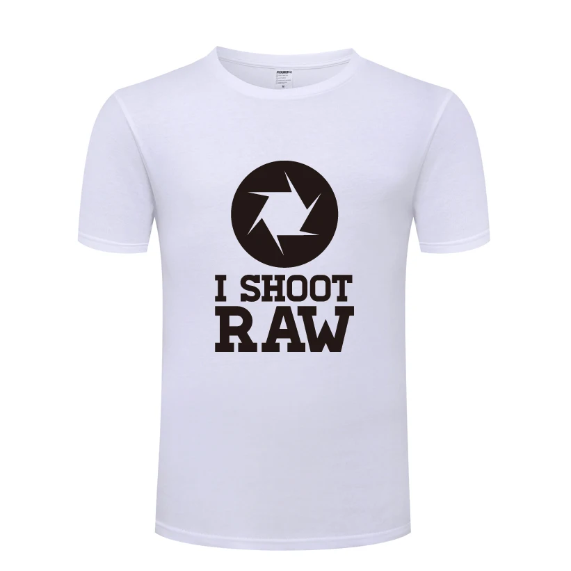 Футболка I shoot RAW мужская с коротким рукавом забавная тенниска круглым вырезом