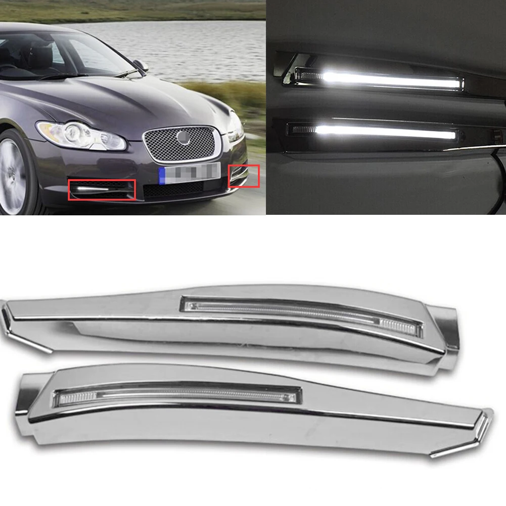 Белые светодиодсветодиодный дневные ходовые огни противотуманные фары для Jaguar XF