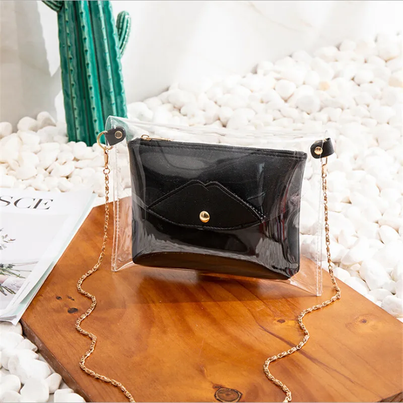 Женские пляжные сумки Pursebag ПВХ Ясный Прозрачный Сумочка с короткими ручками