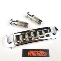 wilkinson adjustable wraparound tailpiece bridge for lp electric guitar chrome silver wogt3