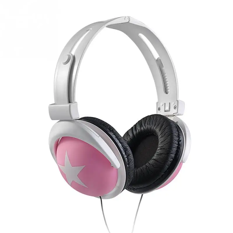 Модные наушники со звездным рисунком мега бас мягкая подкладка 3 5 мм гарнитура