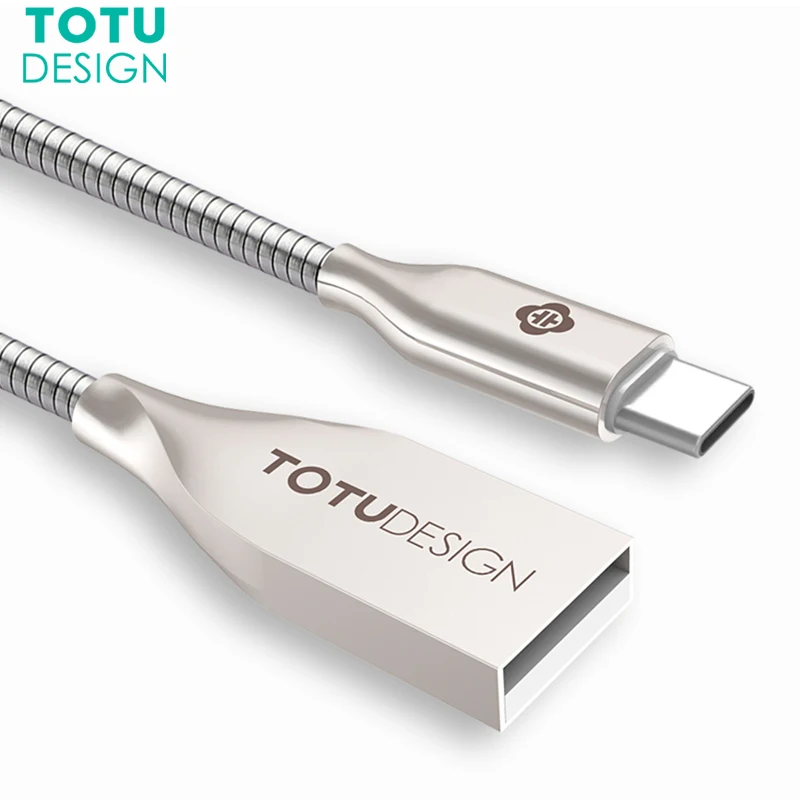Кабель TOTU USB C для Samsung S9 S8 Xiaomi Mi8 Huawei Mate 20 быстрой зарядки типа металлические кабели