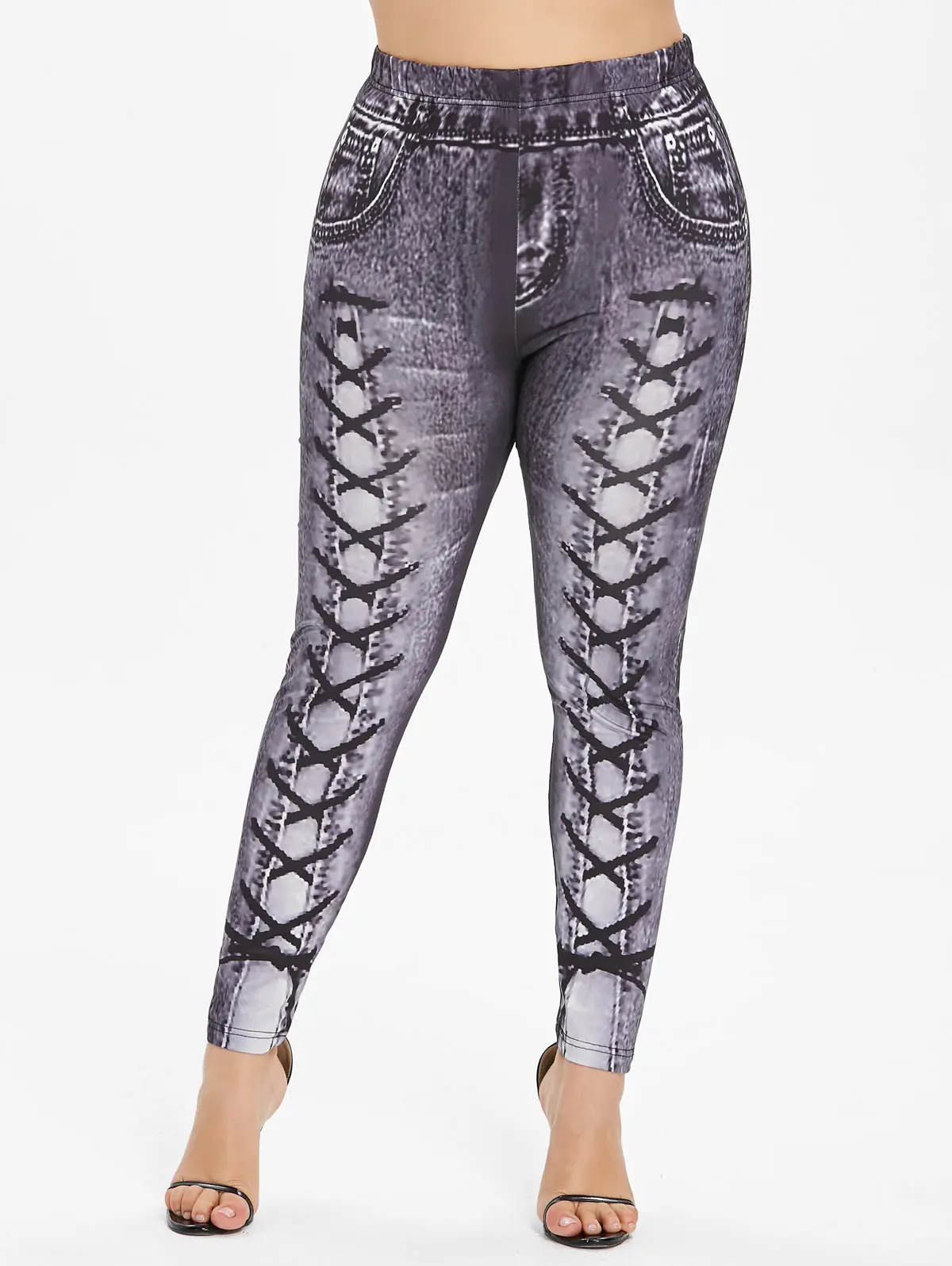 Wipalo New Arrival Leggings Women Plus Size 3D Printed High Elastic Waisted Workout Leggins Skinny Casual Female Pants | Женская одежда