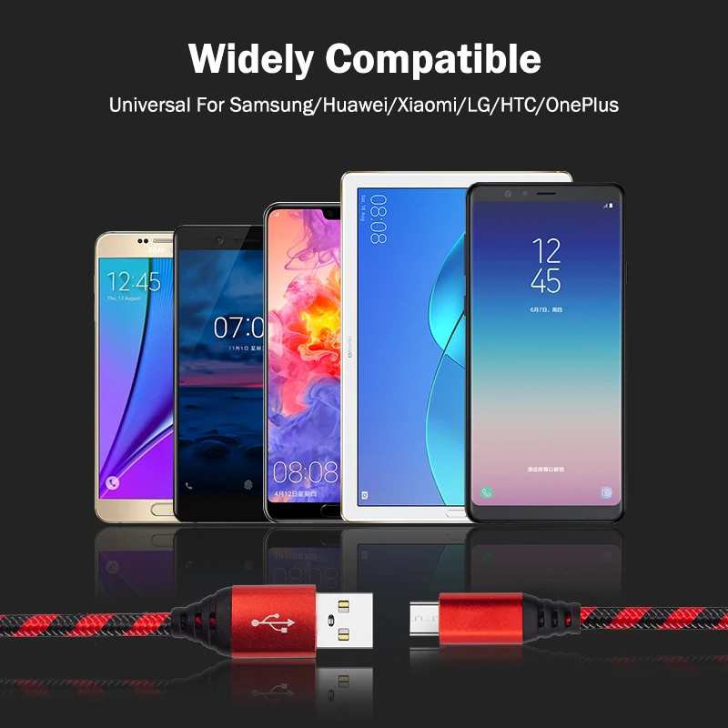 Универсальный кабель Micro USB 1 м 2 3 мобильный телефон зарядный шнур для передачи