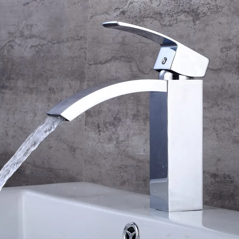 Хромированный полированный смеситель из твердой латуни кран для раковины в