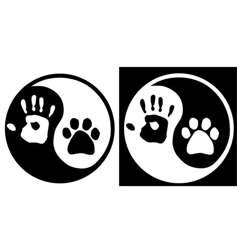 Автомобильная наклейка 10*10 см Yin и Yang Cat отпечатки собачьих лап пальмовый принт