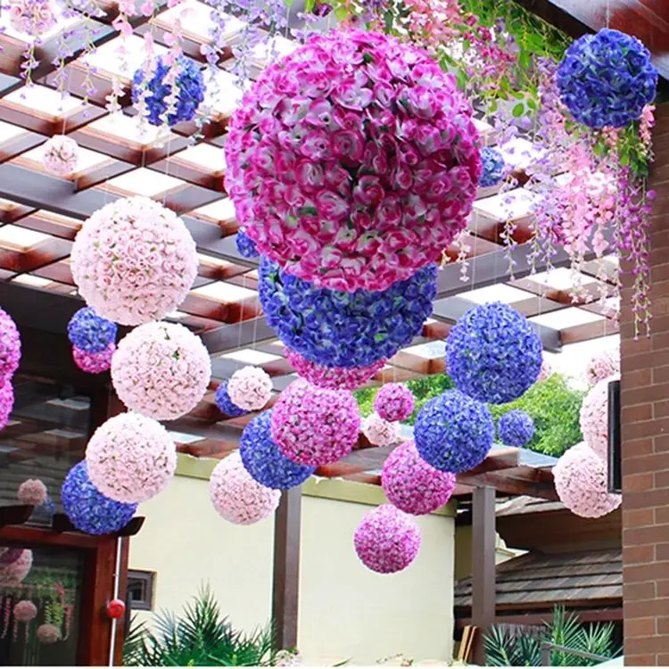 

6 To 24 Inch Artificial Rose Ball Artificial Flower Silk Pomander Roses Kissing Balls Fake Flowers For Party Decoration