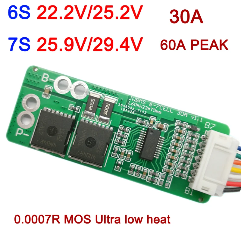 6S 7S 25 2 V 29 4 30A литий ионная литиевая батарея Защитная плата 60A пиковая lipo BMS 18650