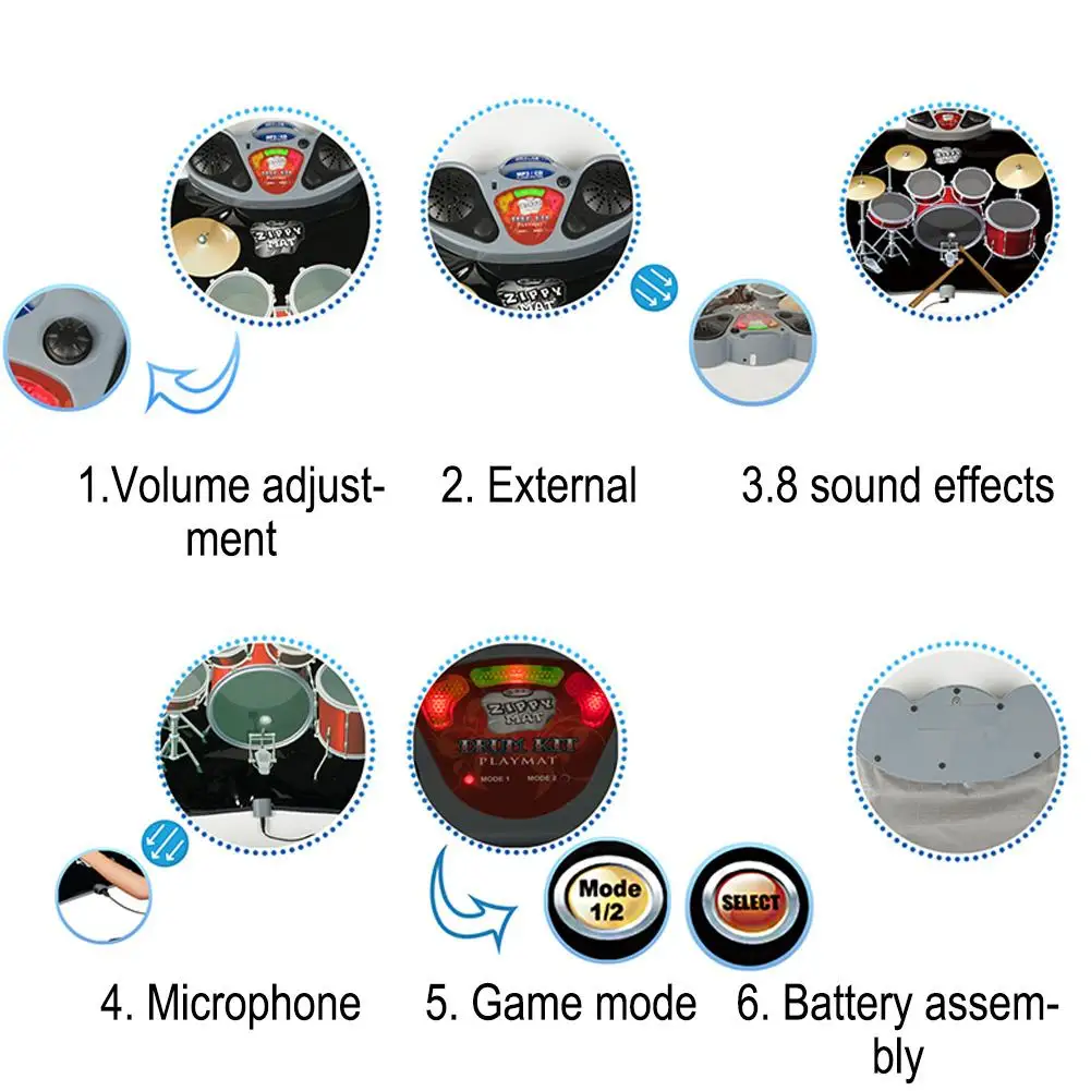 

Music Dance Carpet Piano Drum Combo Set Drum Music Blanket Educational Gift For Children