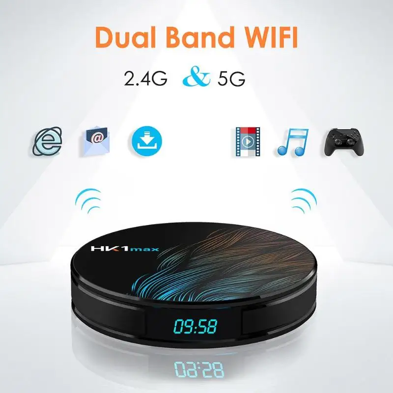 HK1 MAX Android 9 0 Smart ТВ Box 2G + 16G RK3328 4 ядра 2 г/5G Wi-Fi K 3D H.265 телеприставки Bluetooth 1 Media Player |