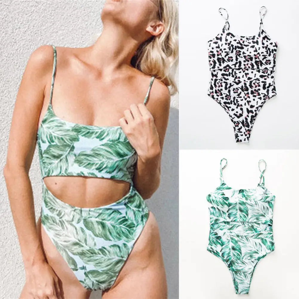 2019 новейший сексуальный женский купальник с леопардовым принтом и листьями