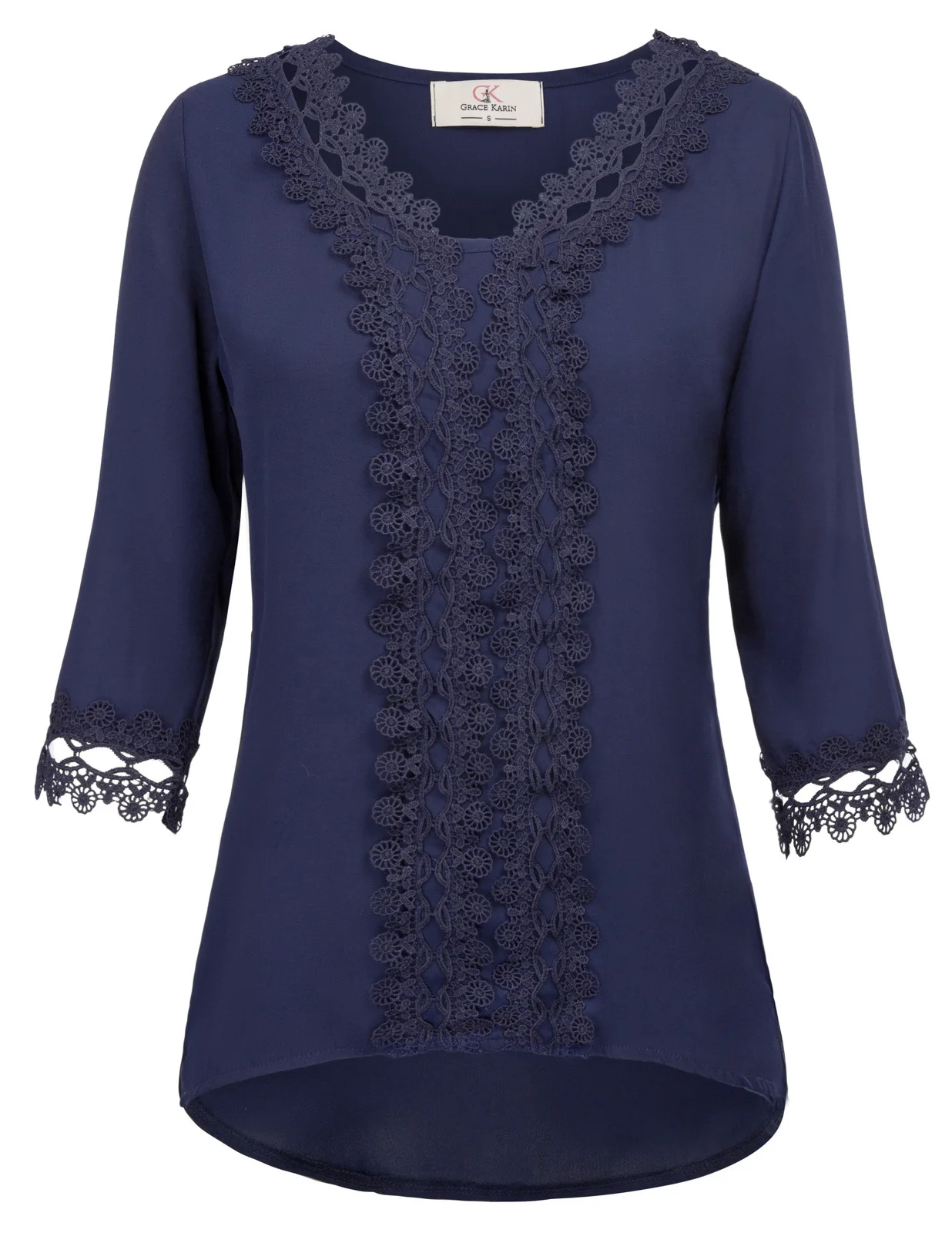 Повседневное Для женщин рубашка с v-образным вырезом из шифона 3/4 рукав Футболка