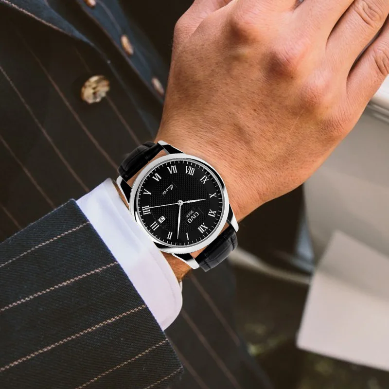 

CIVO Top Brand Luxury Genuine Leather Mens Watches Quartz Analog Watch For Men Business Casual Wristwatch Man Relogio Masculino