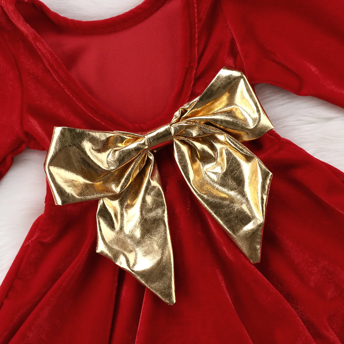 Xmas Toddler Kids Baby Girl Long Sleeve Bowknot Princess Girls Formal Pageant Party Dress Christmas Clothes | Детская одежда и
