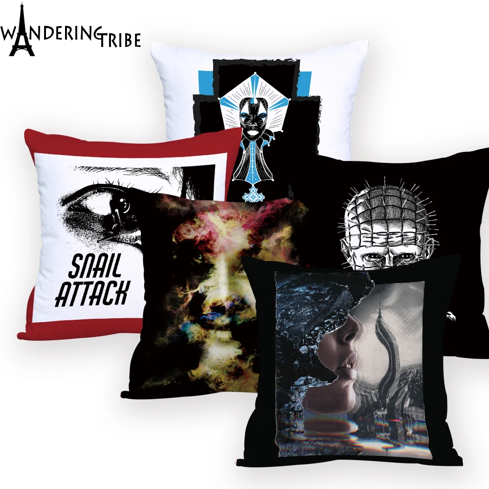 Character Cover Cushion Black White Decorativos for Office Custom Pillow Fantasy Decorative Designer|Наволочки| |