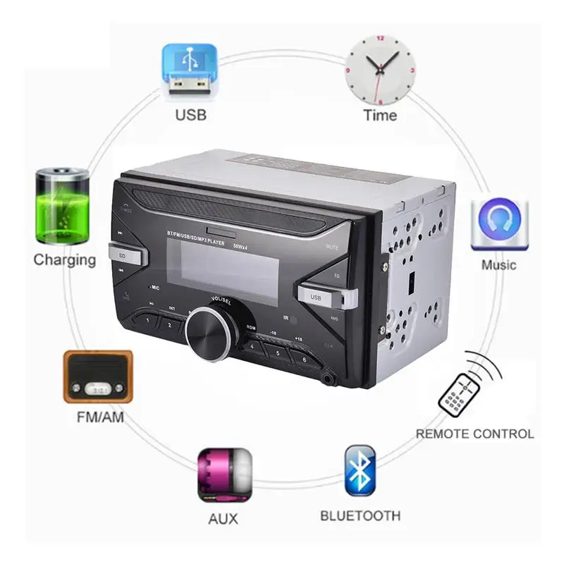 12 V автомобиль MP3 Bluetooth 7 цветов Подсветка автомобильная стереосистема радио FM Aux