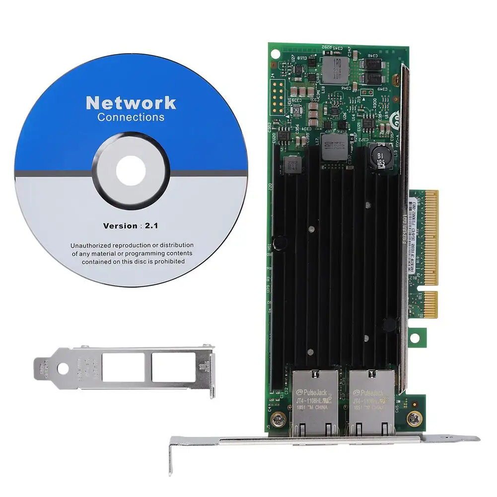 10 Гбит/с PCI E 2 портовый сервер Ethernet сетевой адаптер для intel X540 T2 x8 новый|Сетевые