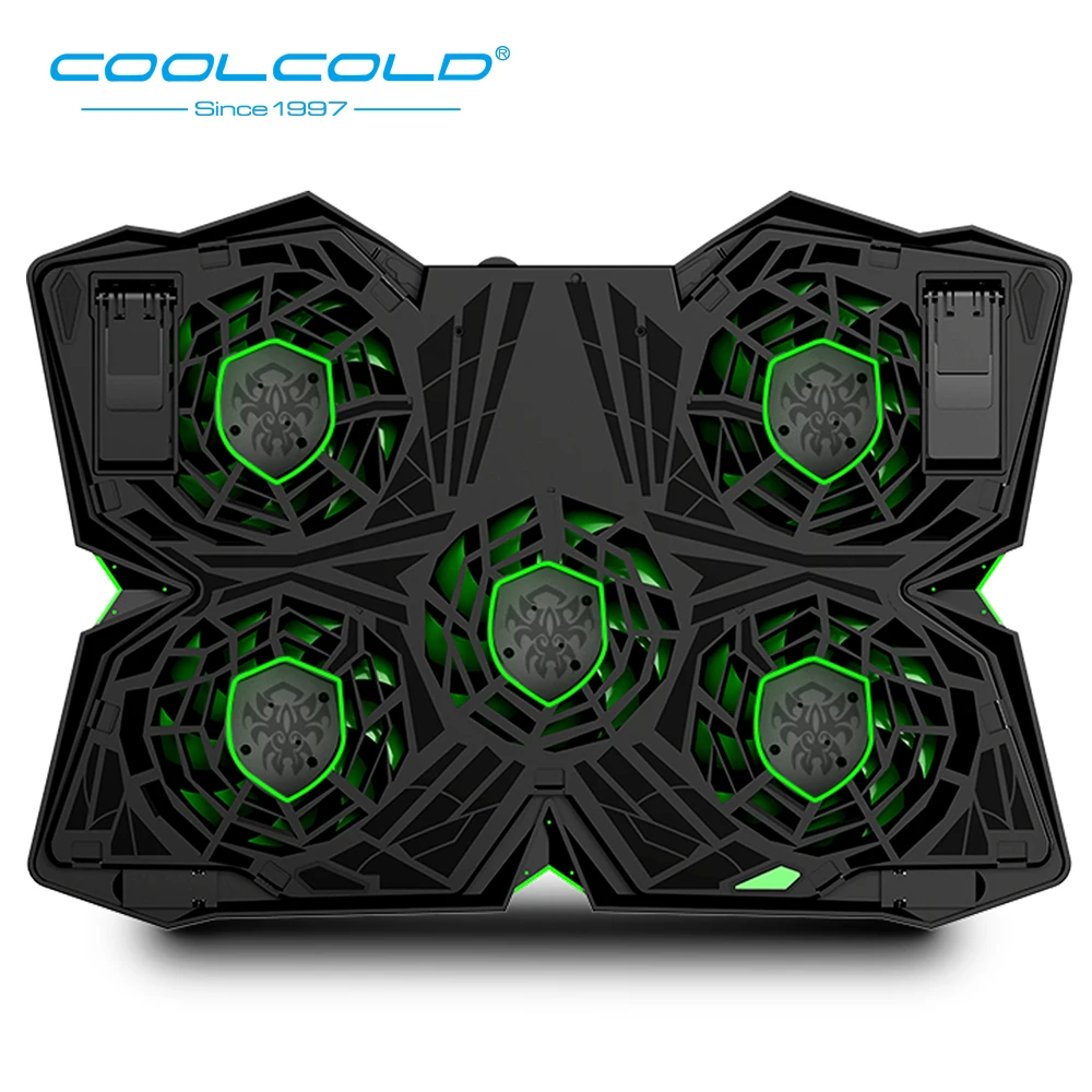 Охлаждающая подставка COOLCOLD для ноутбука бесшумная охлаждения с 5 светодиодными