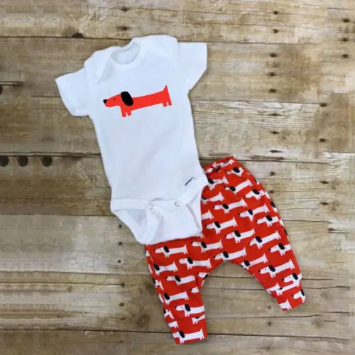 2019 Brand 2PCS Newborn Kids Baby Boy Girl Clothes Outfit Cute Dog Print Bodysuit+Pants Babygrows Set New Summer Cotton 0-24M | Детская