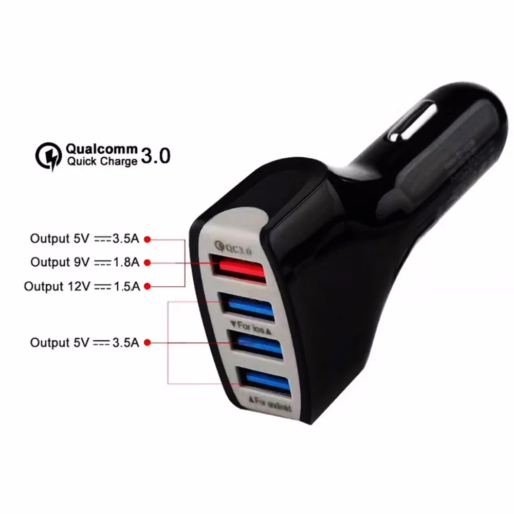 SOONHUA Universa QC3.0 USB 4 порта автомобильное быстрое зарядное устройство для телефона