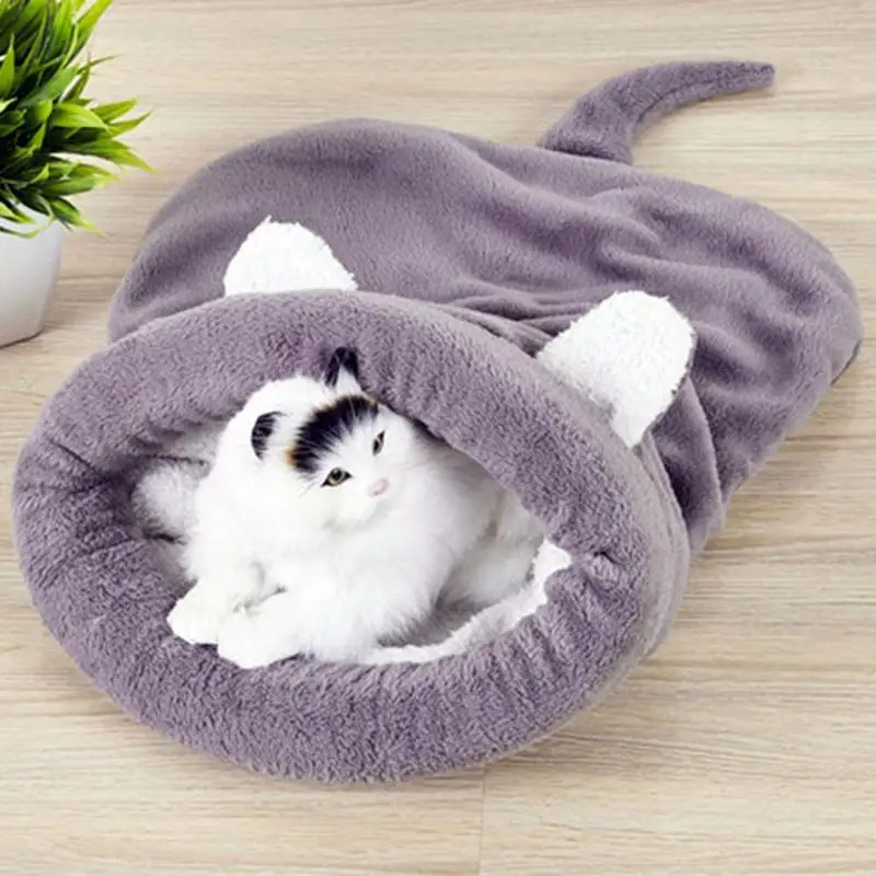 Теплый спальный мешок из кораллового флиса для кошек кровать щенков маленьких