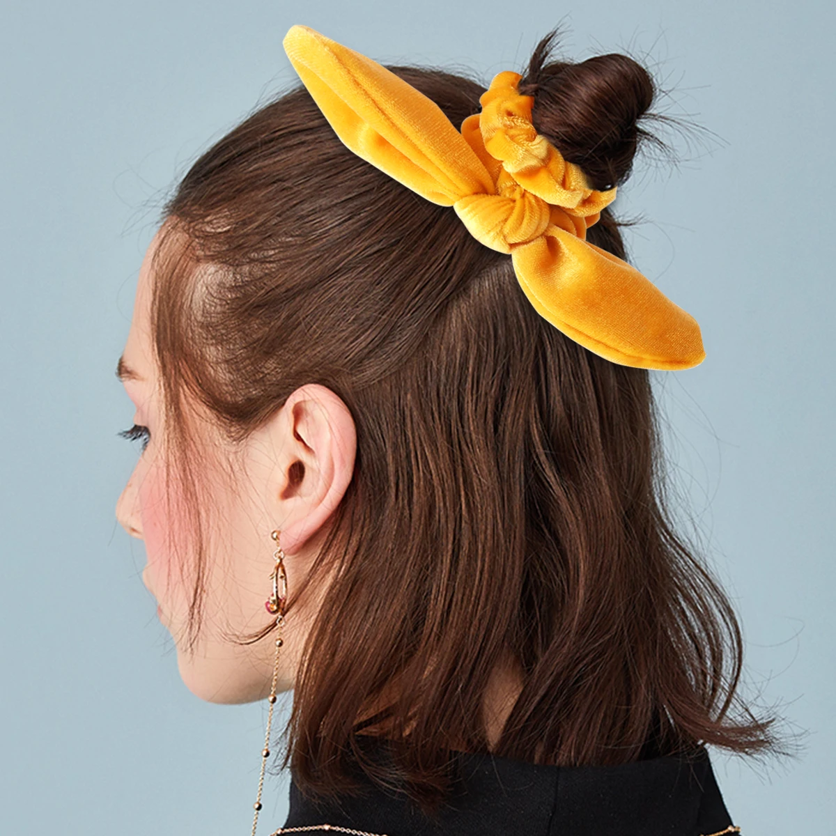 30 цветов бархат Scrunchie для женщин обувь девочек волосы эластичные кроличьи уши