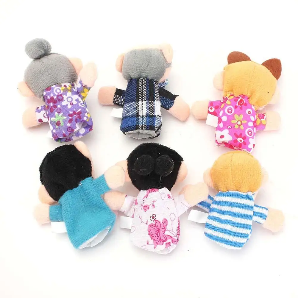 

6Pcs Family Plush Toy Finger Puppets Tell Story Props People Doll Hand Puppet Kids Toys Children