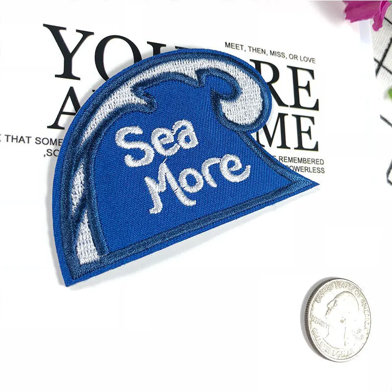 PGY волнистые нашивки для одежды с надписью Sea More Wave Back резиновая Аппликация