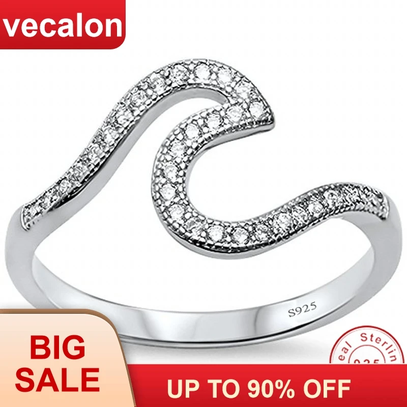 Vecalon Unique Jewelry Real Soild 925 Sterling Silver ring 5A Zircon Cz Engagement wedding Band rings for women Bridal Gift | Украшения и