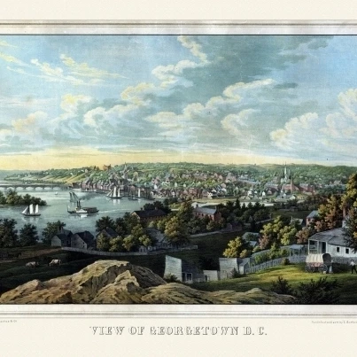 Античная Карта Джорджтауна Вашингтон DC 1855 King County плакат печать (24x36)|Таблички и