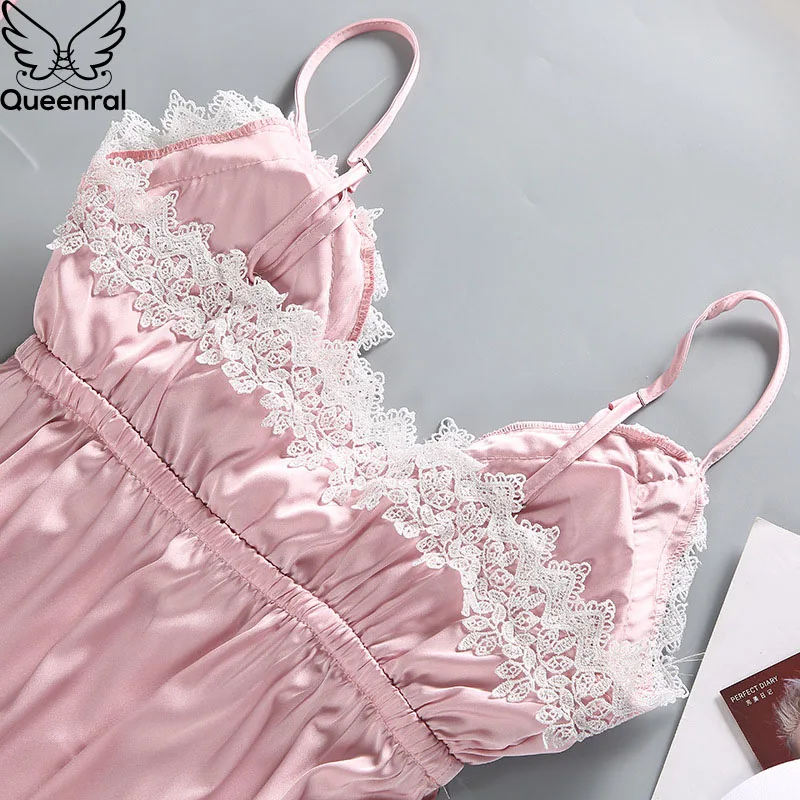 Queenral 4 шт. пижамный комплект атласные пижамы женские с нагрудники Pijama длинным