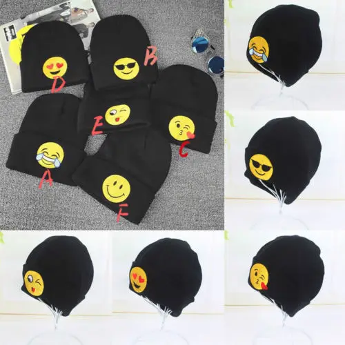 2018 Зимние Горячие для мужчин женщин забавные Emoji вязаные шапки мешковатые Лыжная