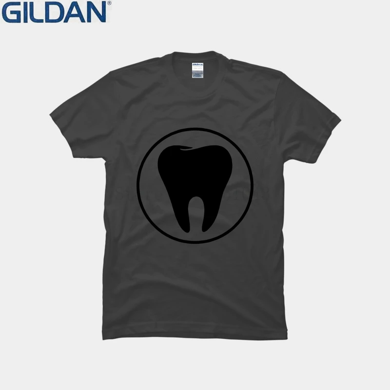 Милый зуб Круг Футболка Человек Круглый воротник наряд Прохладный Awesome Camisetas