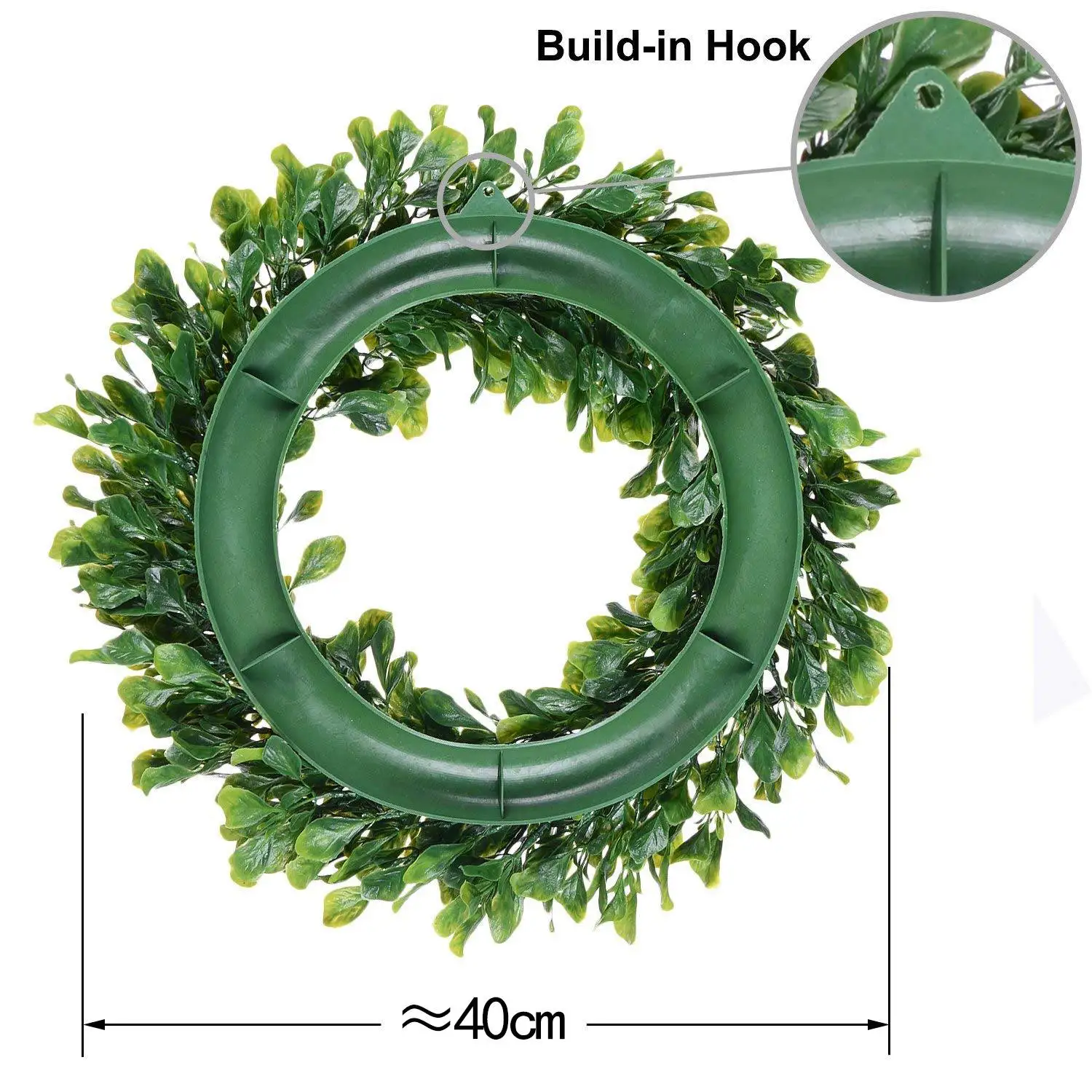 Искусственные зеленые листья венок 15 дюймов Boxwood открытый зеленый для передней