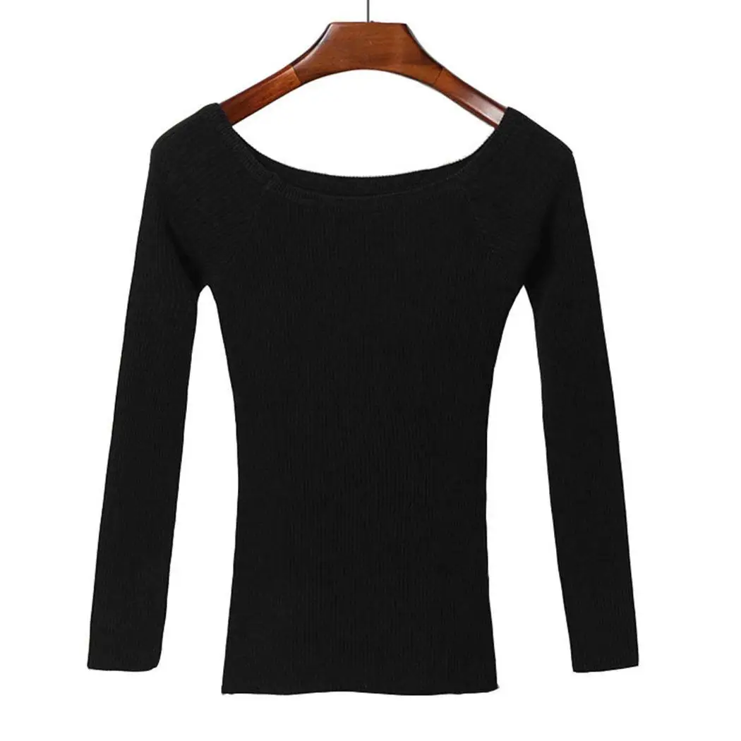 Женский модный свитер с открытым плечом однотонный белый черный цвет толстый без